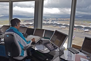 Aerodrome Controllers directing aircraft from the Control Tower