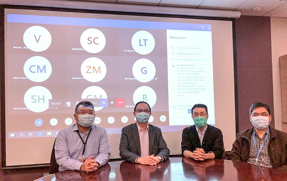 Deputy Director-General of Civil Aviation, Mr Richard Wu (second left), chaired the CNS SG/24 of ICAO APANPIRG using video conferencing technology.